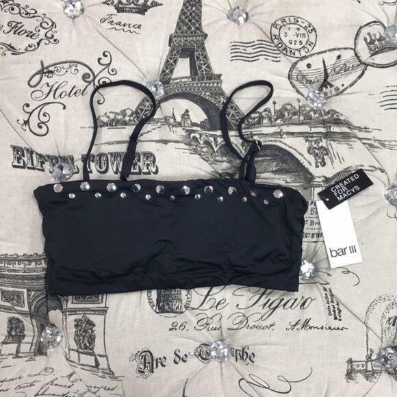 Bar III Nailhead Embellished Bikini Swim Top - Picture 3 of 5